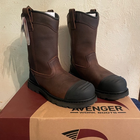 Avenger Mens Brown Leather Comp Toe 11in PR WP Wellington Work Boots main image 4
